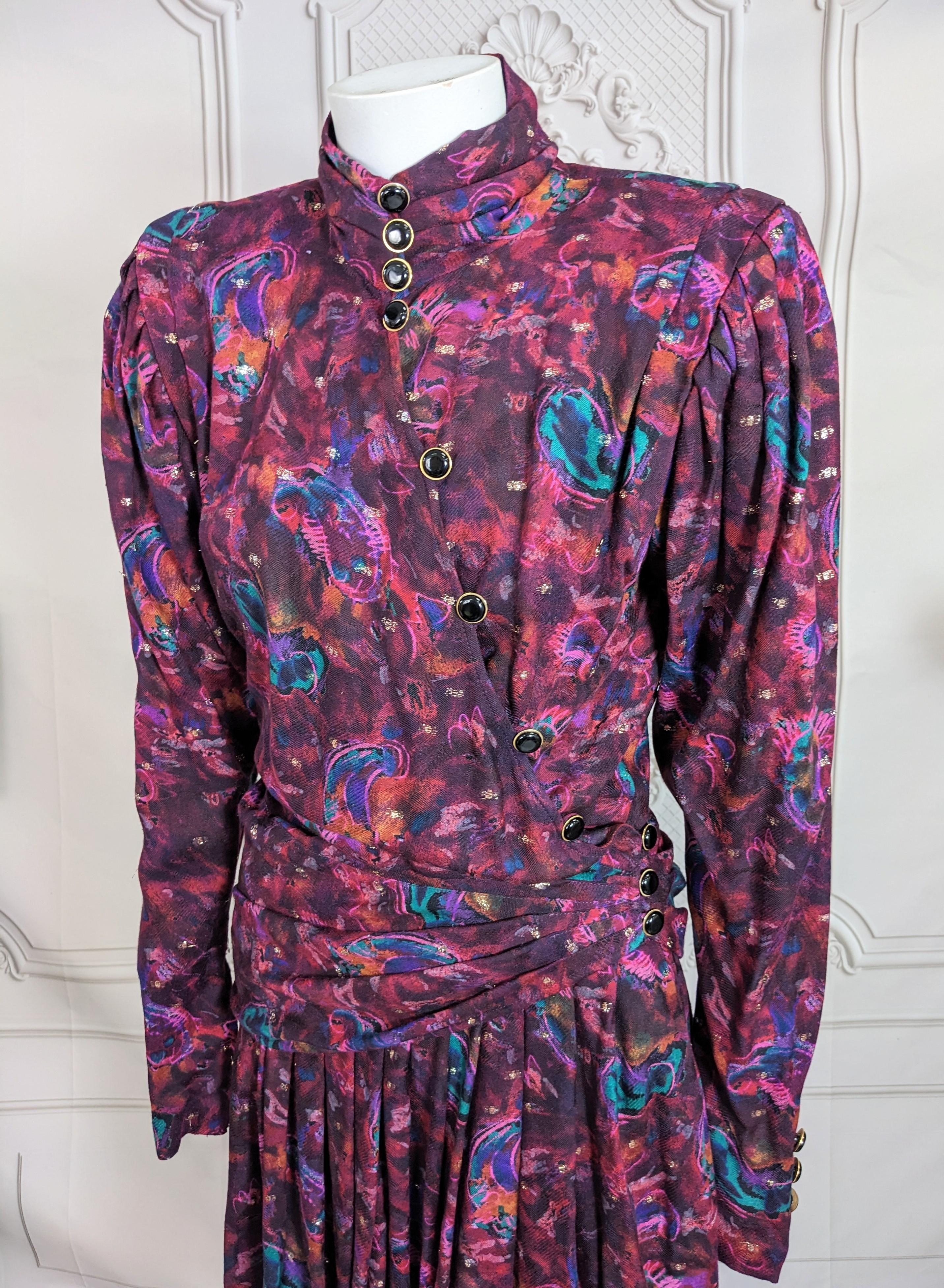 Ungaro Silk Wool Challis Lurex Ensemble In Good Condition For Sale In New York, NY