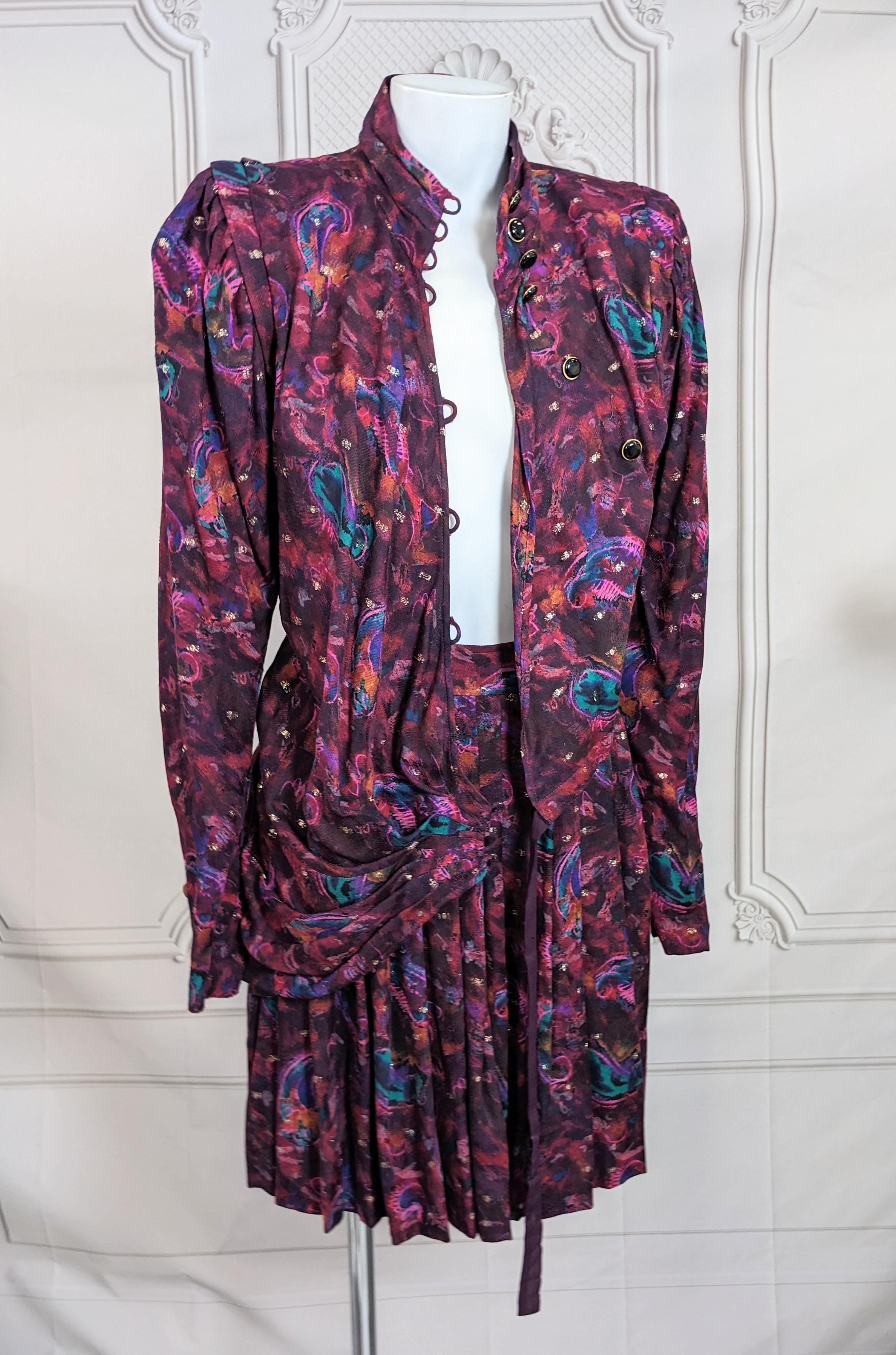 Ungaro Silk Wool Challis Lurex Ensemble For Sale 2