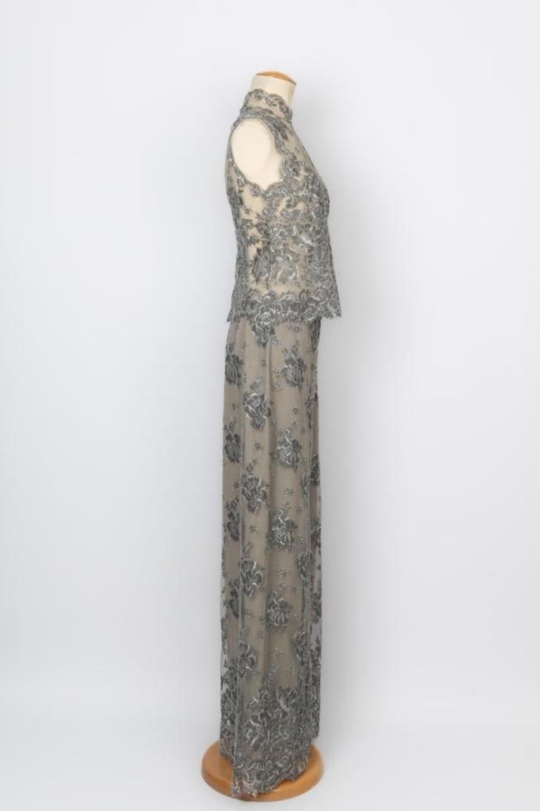 Women's Ungaro Silvery Lace Set Couture, 1999 For Sale
