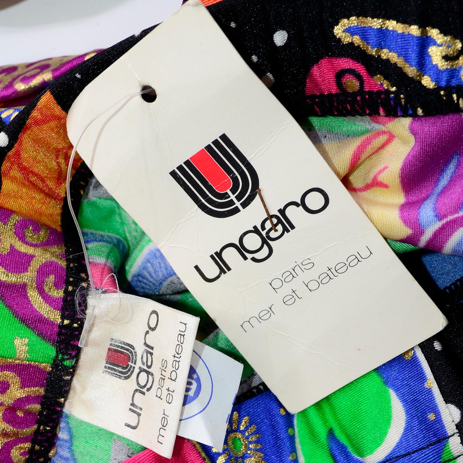 Ungaro Vintage Leggings Deadstock 1980s Bold Colorful Abstract Graphic Print  For Sale 2