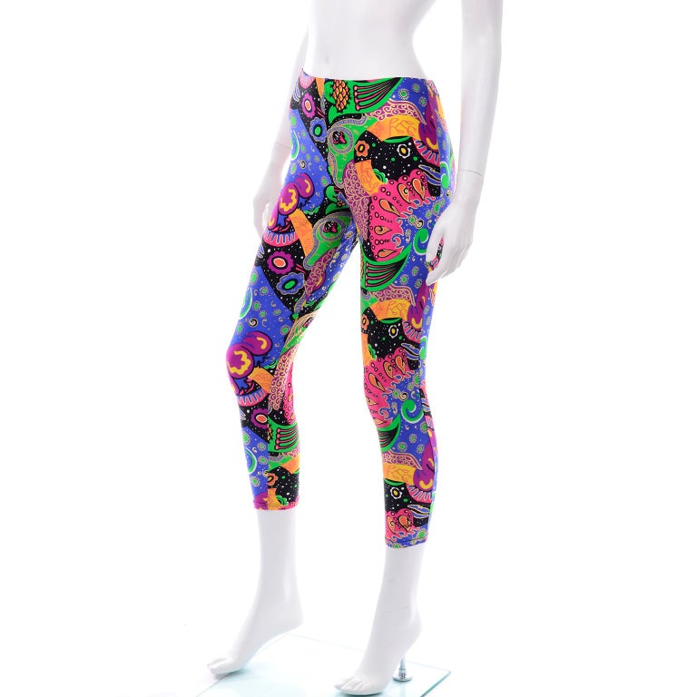Ungaro Vintage Leggings Deadstock 1980s Bold Colorful Abstract Graphic  Print For Sale at 1stDibs