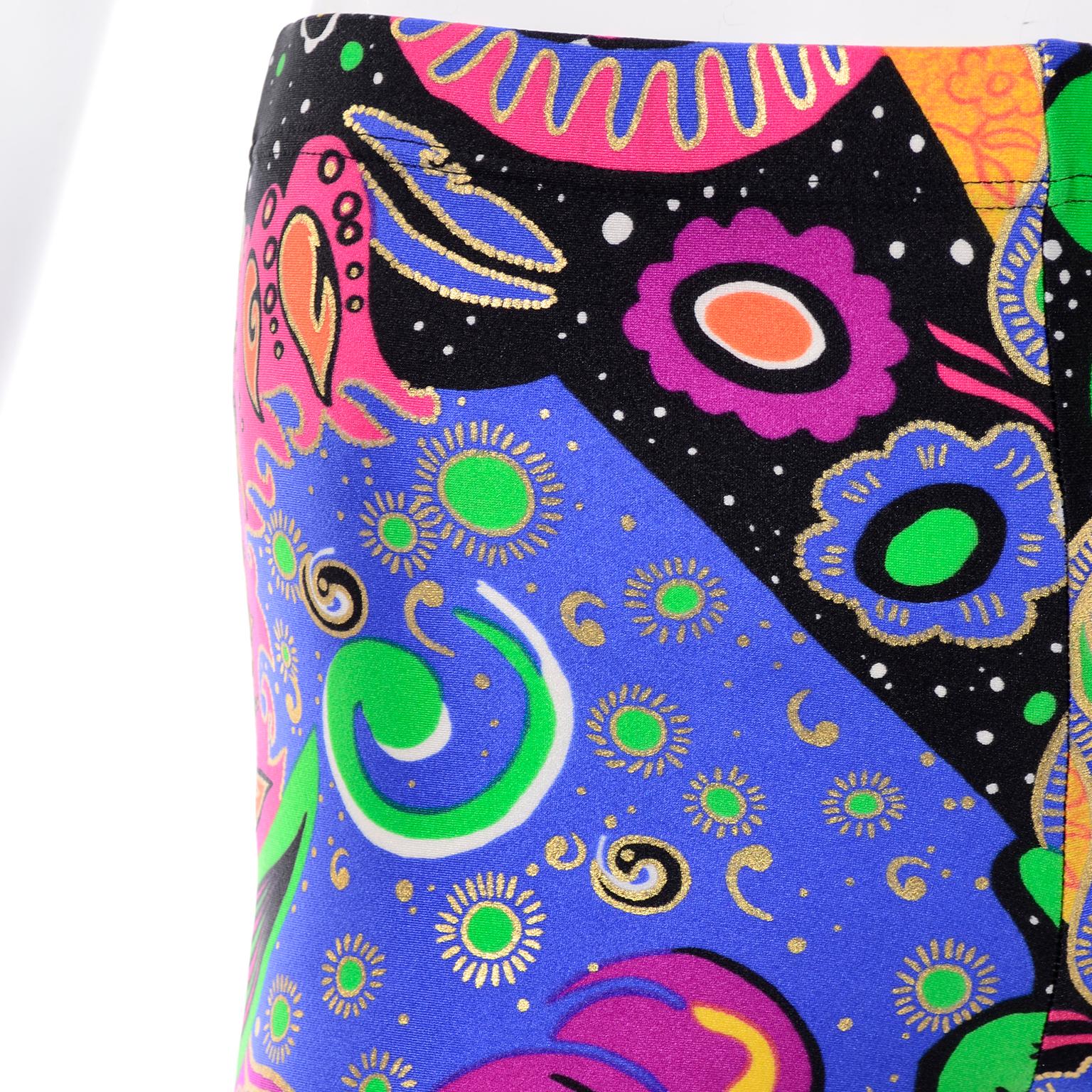 Women's Ungaro Vintage Leggings Deadstock 1980s Bold Colorful Abstract Graphic Print  For Sale