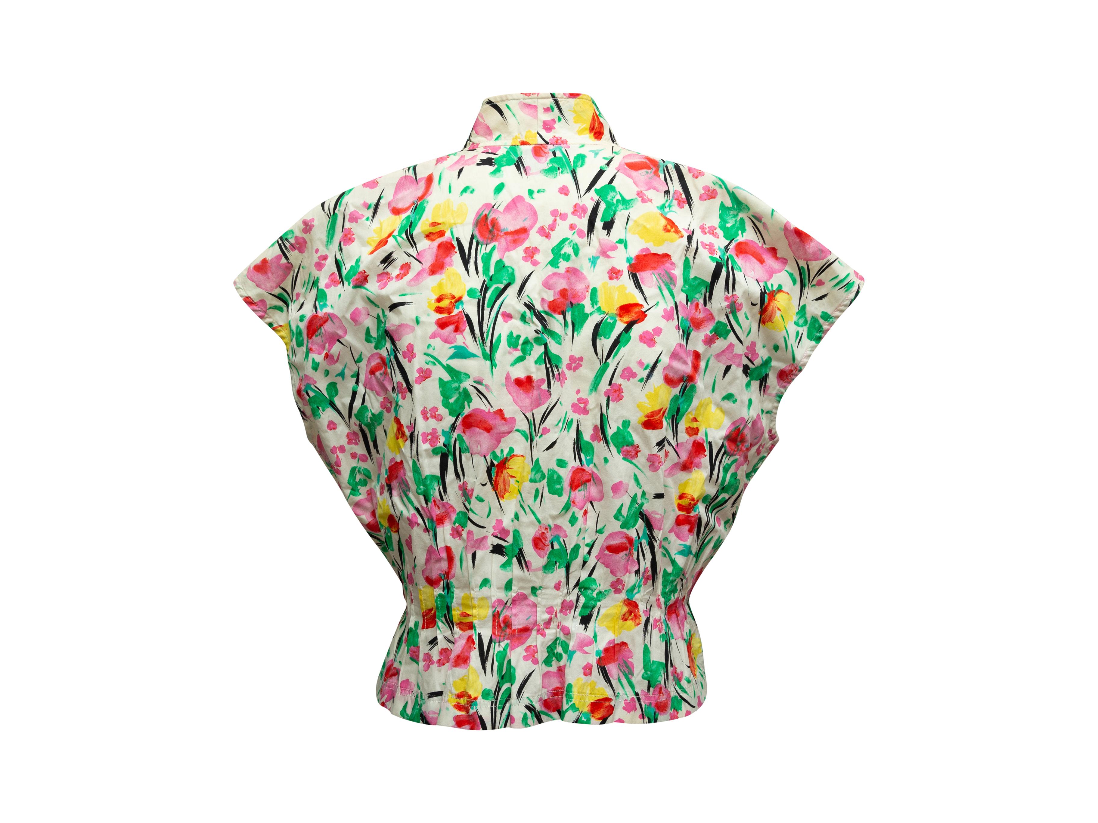 Ungaro White & Multicolor Floral Print Skirt Set 5