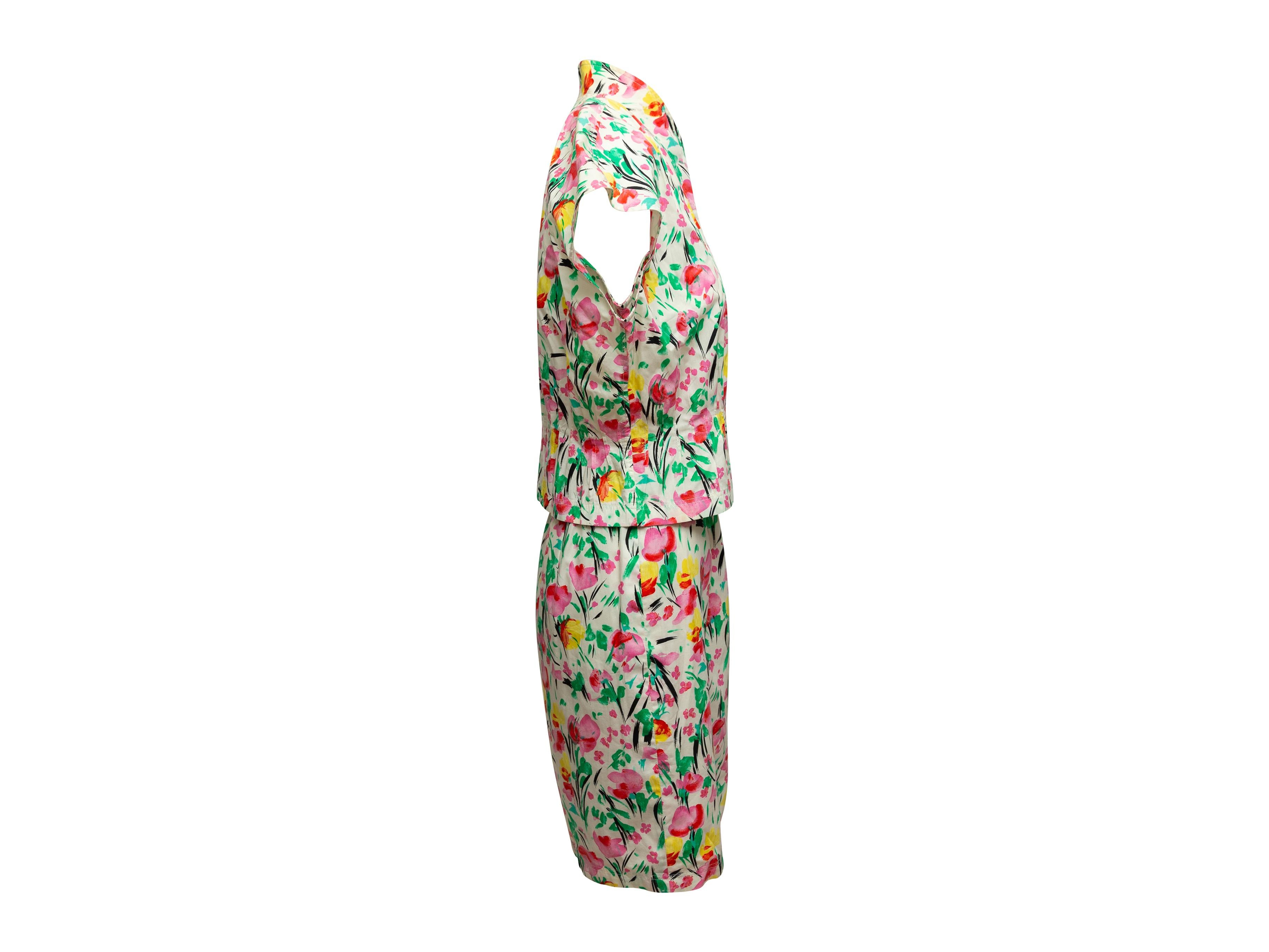 Women's Ungaro White & Multicolor Floral Print Skirt Set