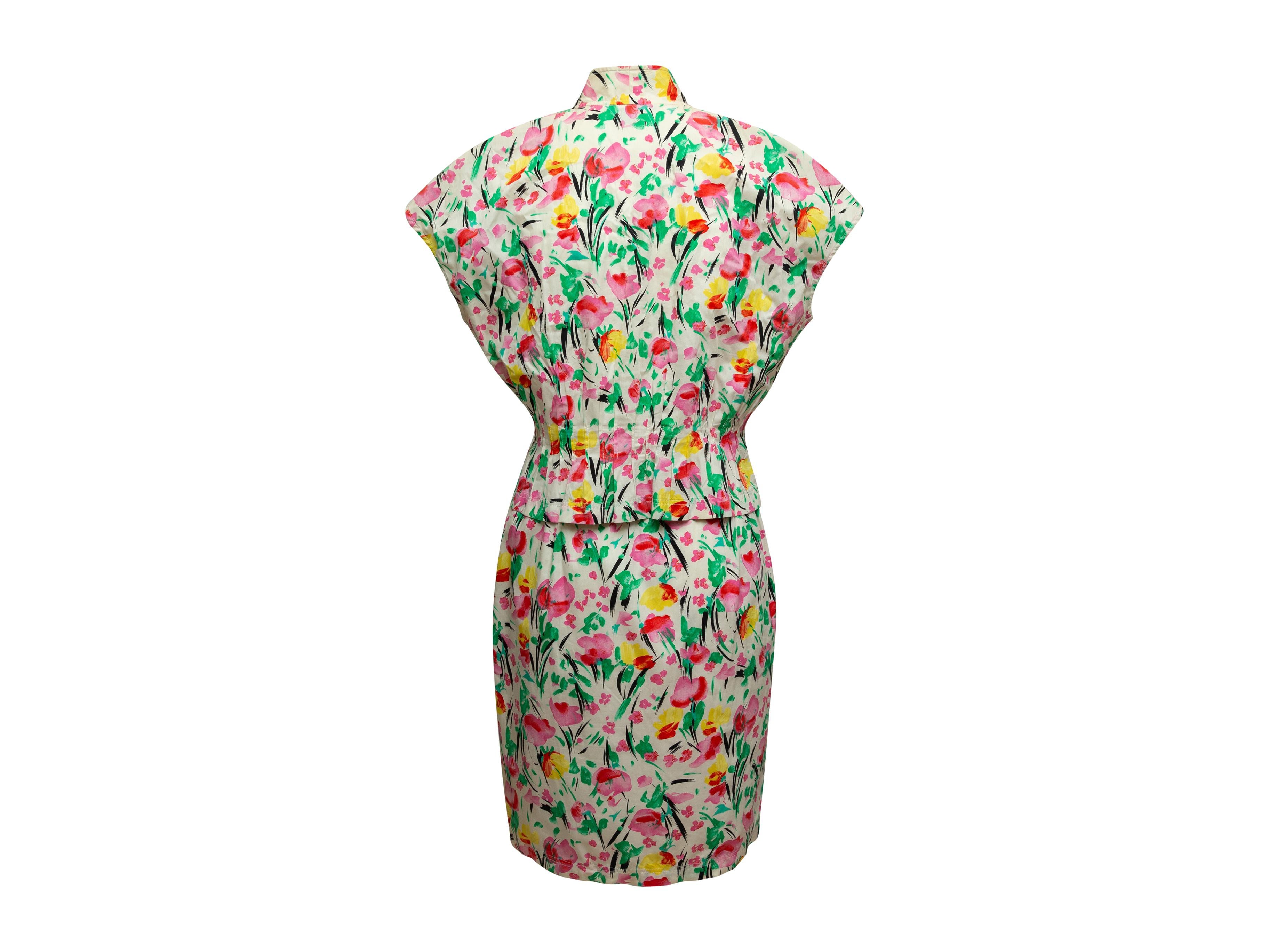 Ungaro White & Multicolor Floral Print Skirt Set 1