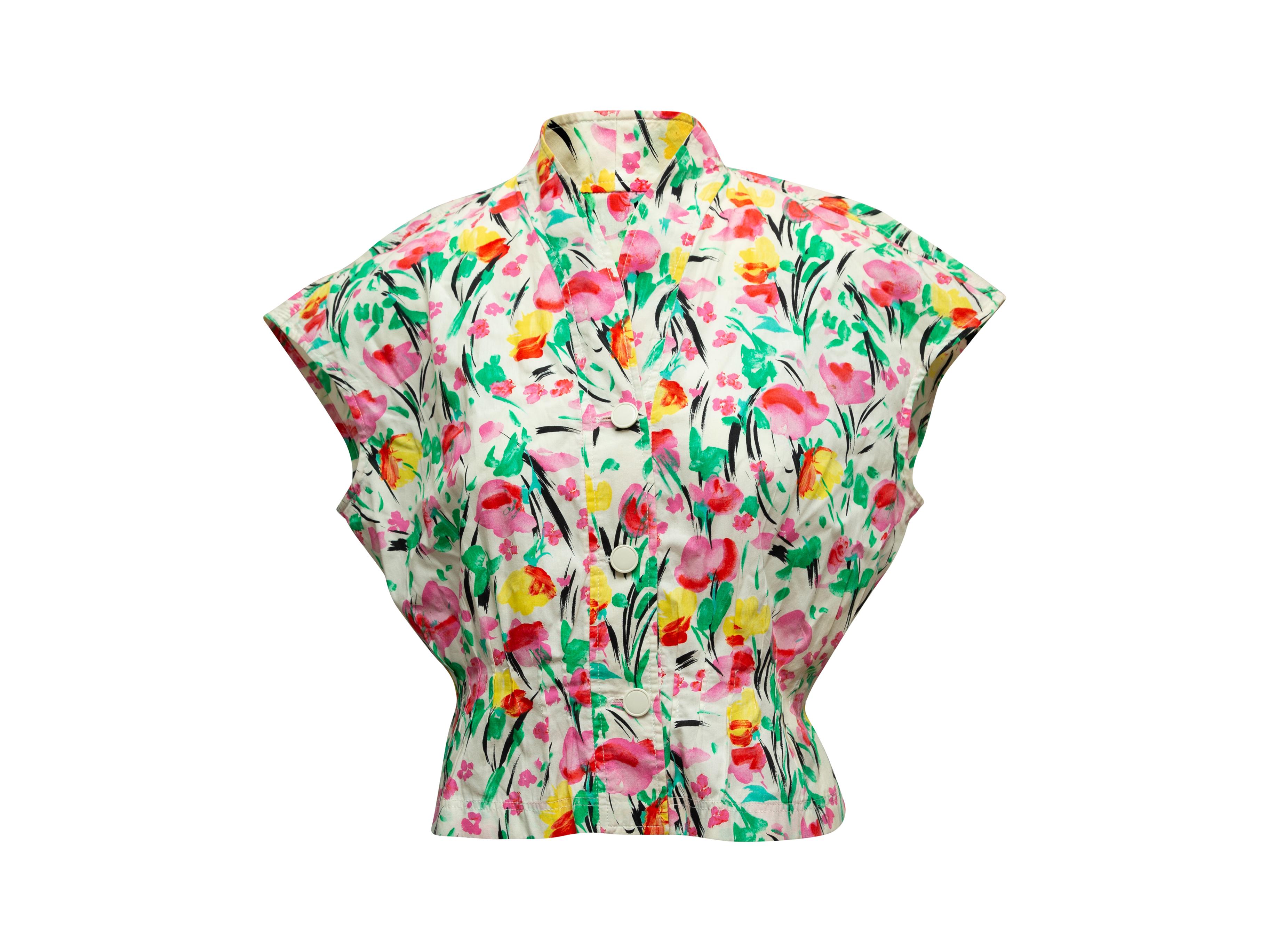 Ungaro White & Multicolor Floral Print Skirt Set 2