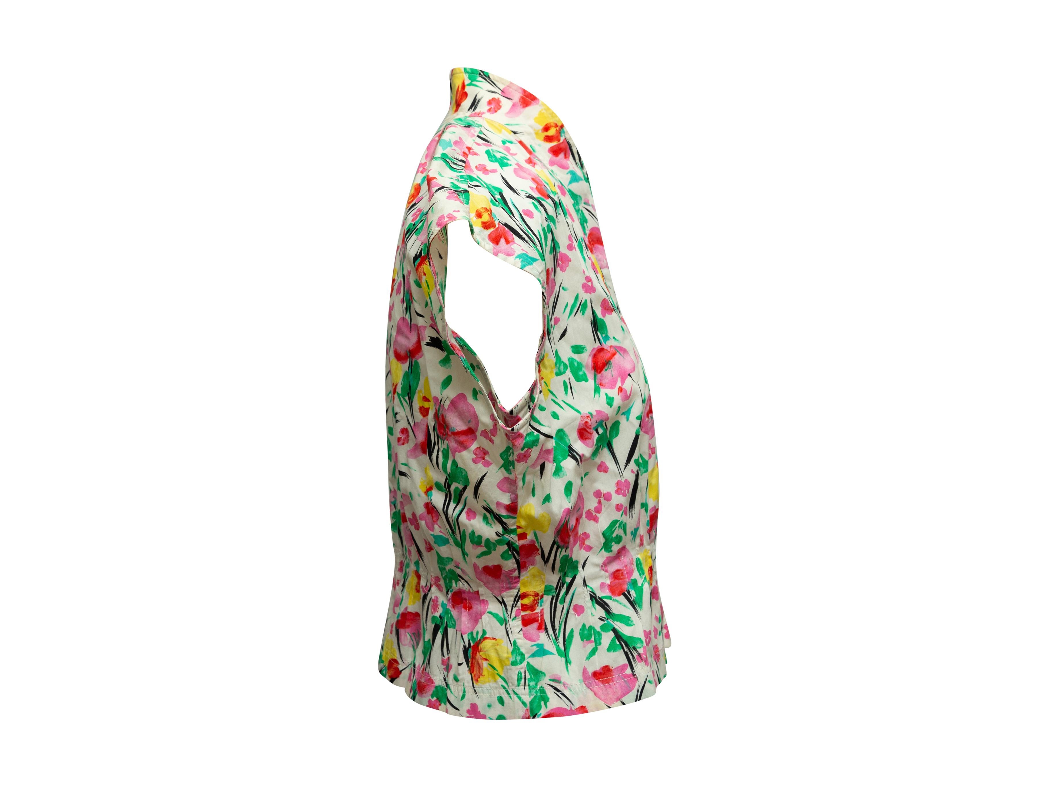 Ungaro White & Multicolor Floral Print Skirt Set 3