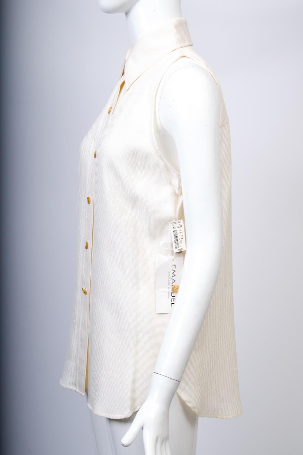 Gris Chemise en soie blanche Ungaro, non portée en vente
