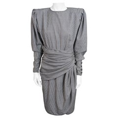 Ungaro Wool Houndstooth Draped Dress