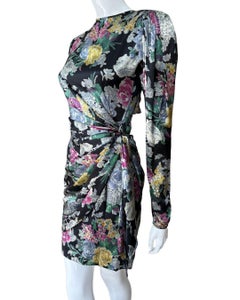 Ungaro Wrap Effect Dark Florals Cocktail Dress S