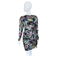 Ungaro Wrap Effect Dark Florals Cocktail Dress S