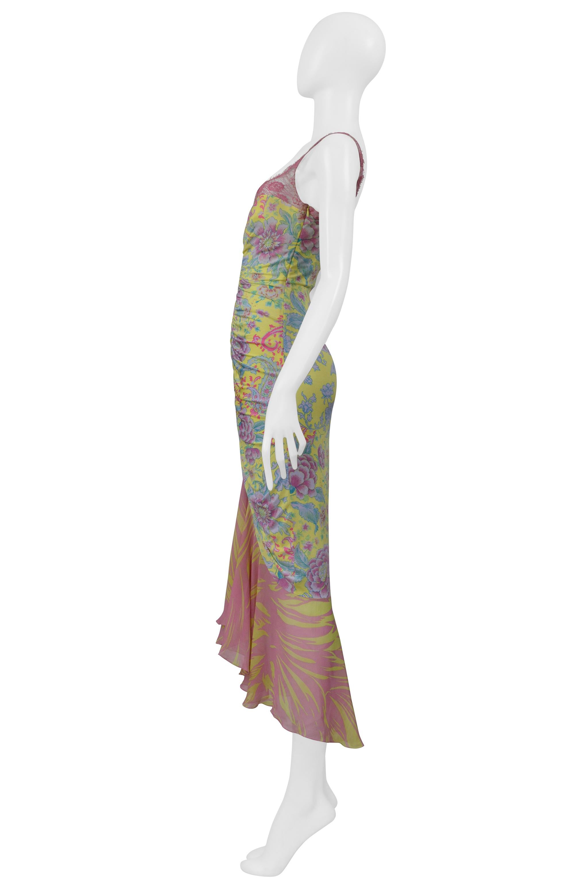 Brown Ungaro Yellow And Pink Floral Mixed Print Dress