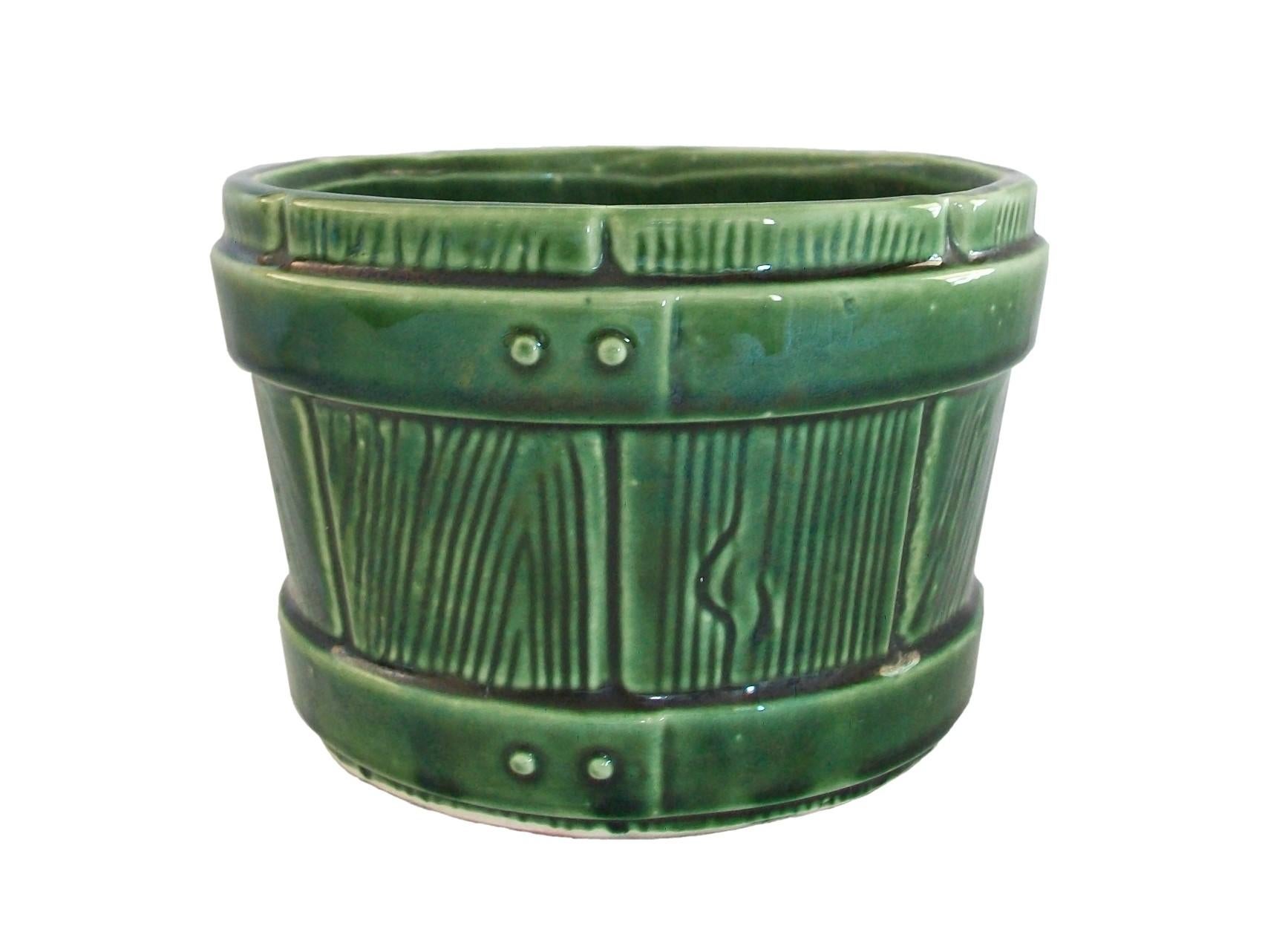 UNGEMACH POTTERY CO. Vintage-Pflanzgefäß „Faux Bois“ aus Keramik – USA – ca. 1950er Jahre (Moderne der Mitte des Jahrhunderts) im Angebot
