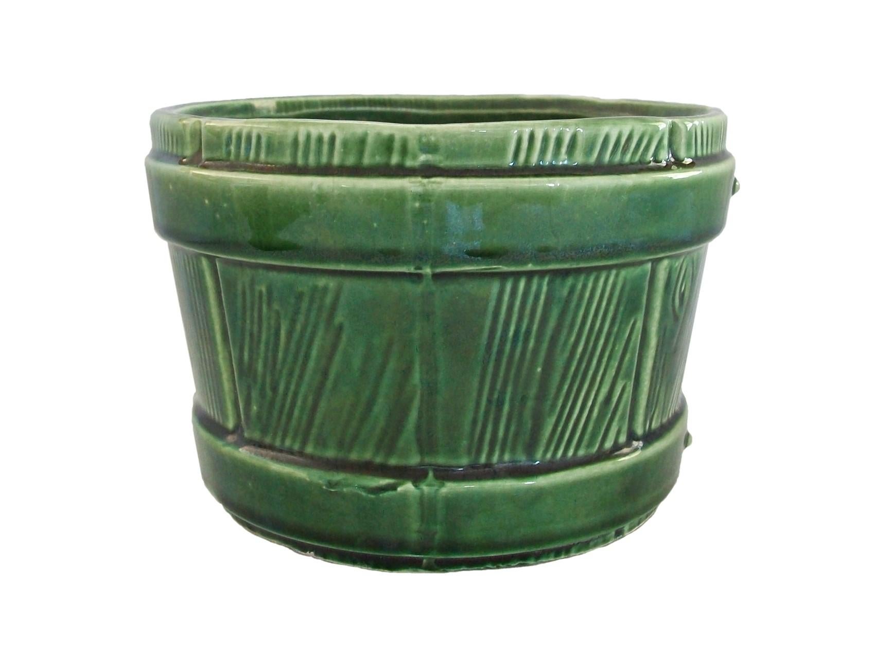 UNGEMACH POTTERY CO. Vintage-Pflanzgefäß „Faux Bois“ aus Keramik – USA – ca. 1950er Jahre (amerikanisch) im Angebot