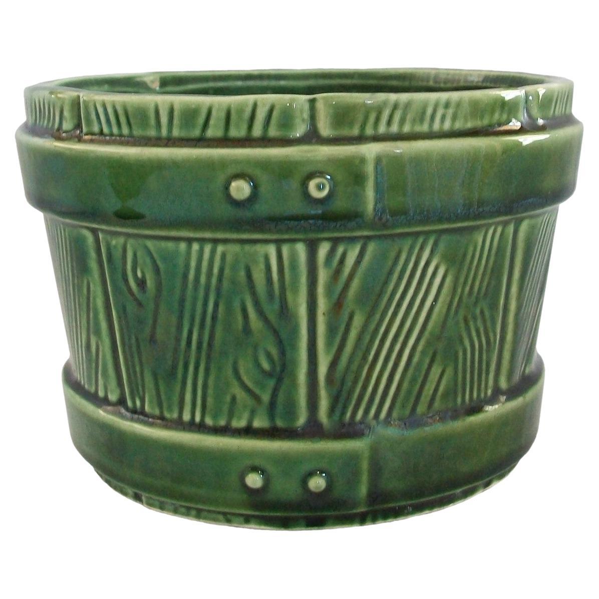 UNGEMACH POTTERY CO. Vintage-Pflanzgefäß „Faux Bois“ aus Keramik – USA – ca. 1950er Jahre