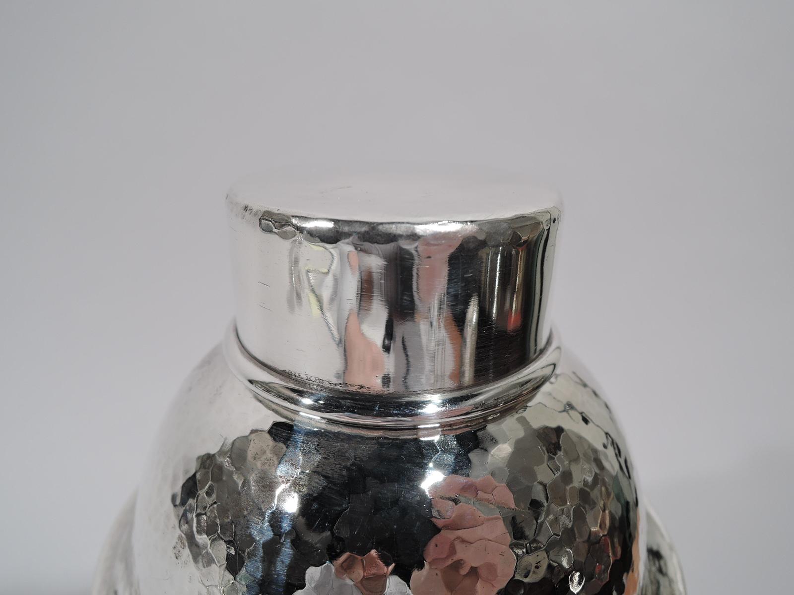 Unger American Craftsman Hand Hammered Sterling Silver Cocktail Shaker In Excellent Condition In New York, NY