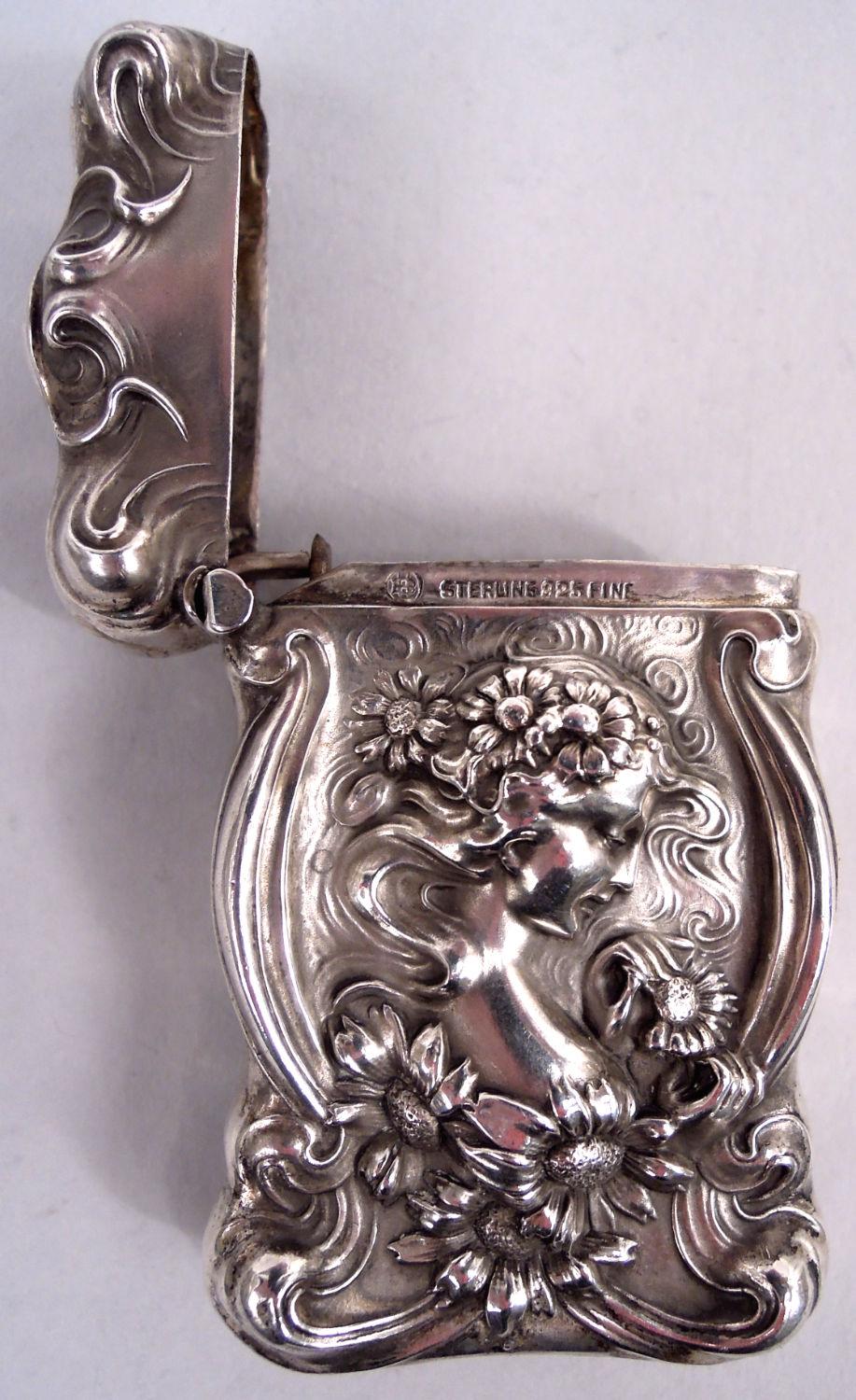 19th Century Unger Bros Art Nouveau Loves-Me-Loves-Me-Not Daisy Match Safe For Sale
