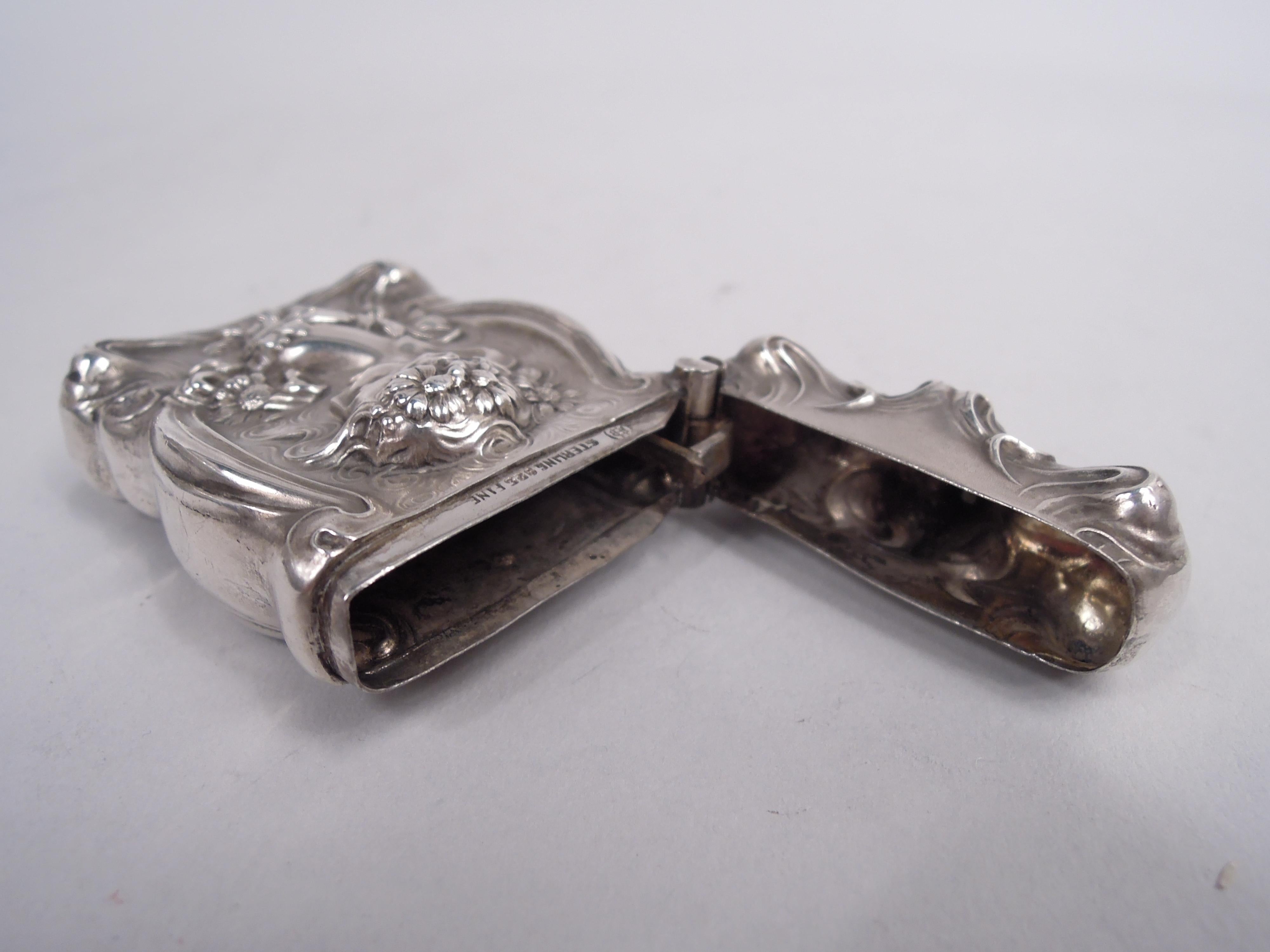 Sterling Silver Unger Bros Art Nouveau Loves-Me-Loves-Me-Not Daisy Match Safe For Sale