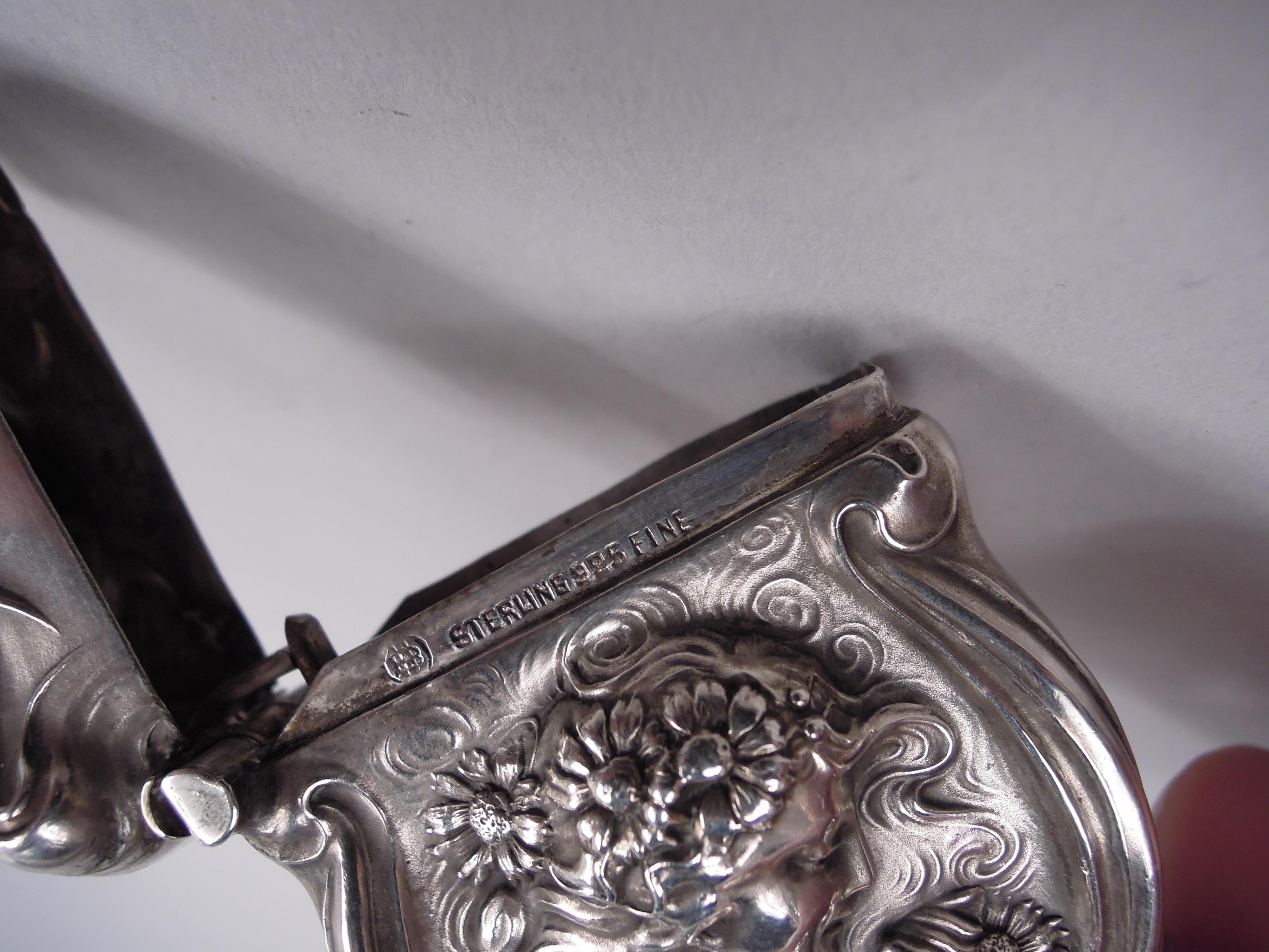 Unger Bros Art Nouveau Loves-Me-Loves-Me-Not Daisy Match Safe For Sale 1