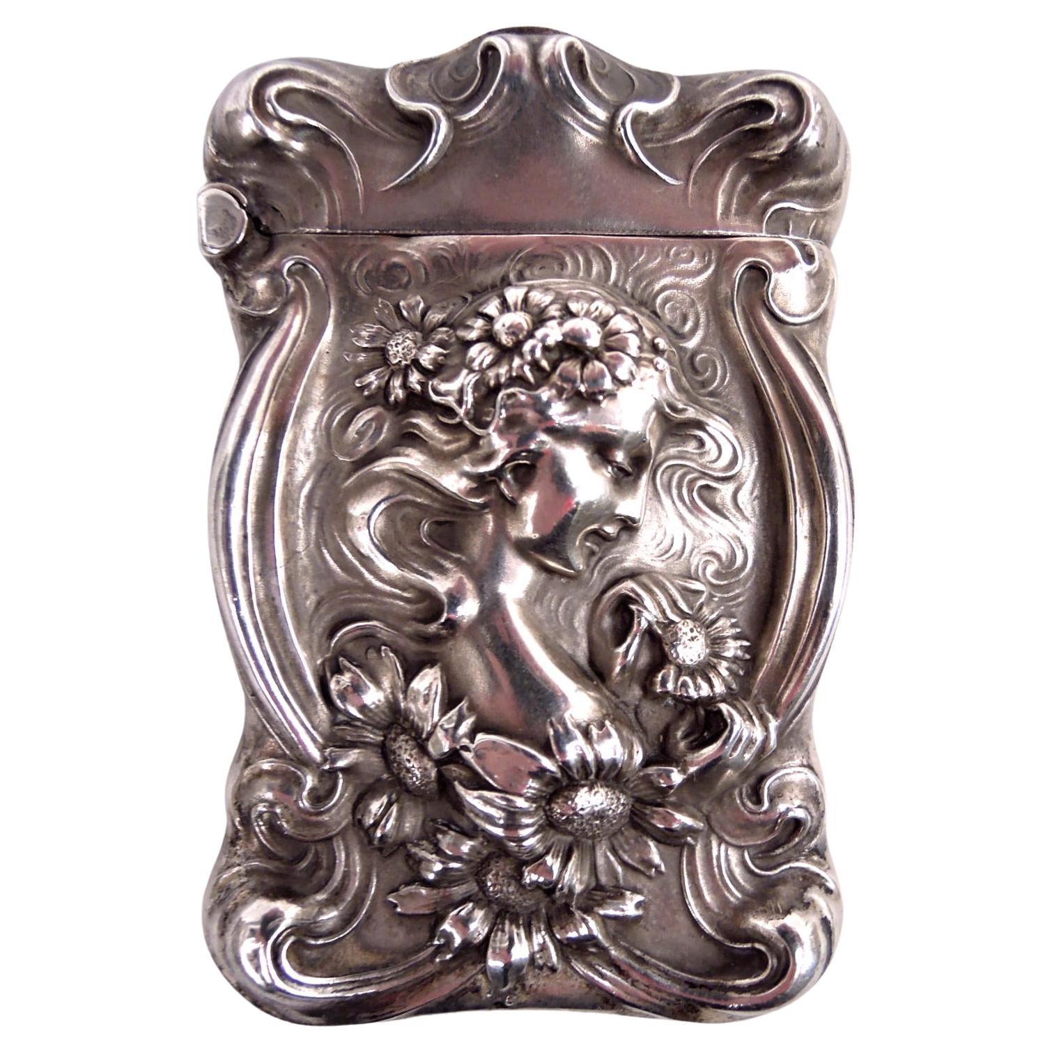 Unger Bros Art Nouveau Loves-Me-Loves-Me-Not Daisy Match Safe