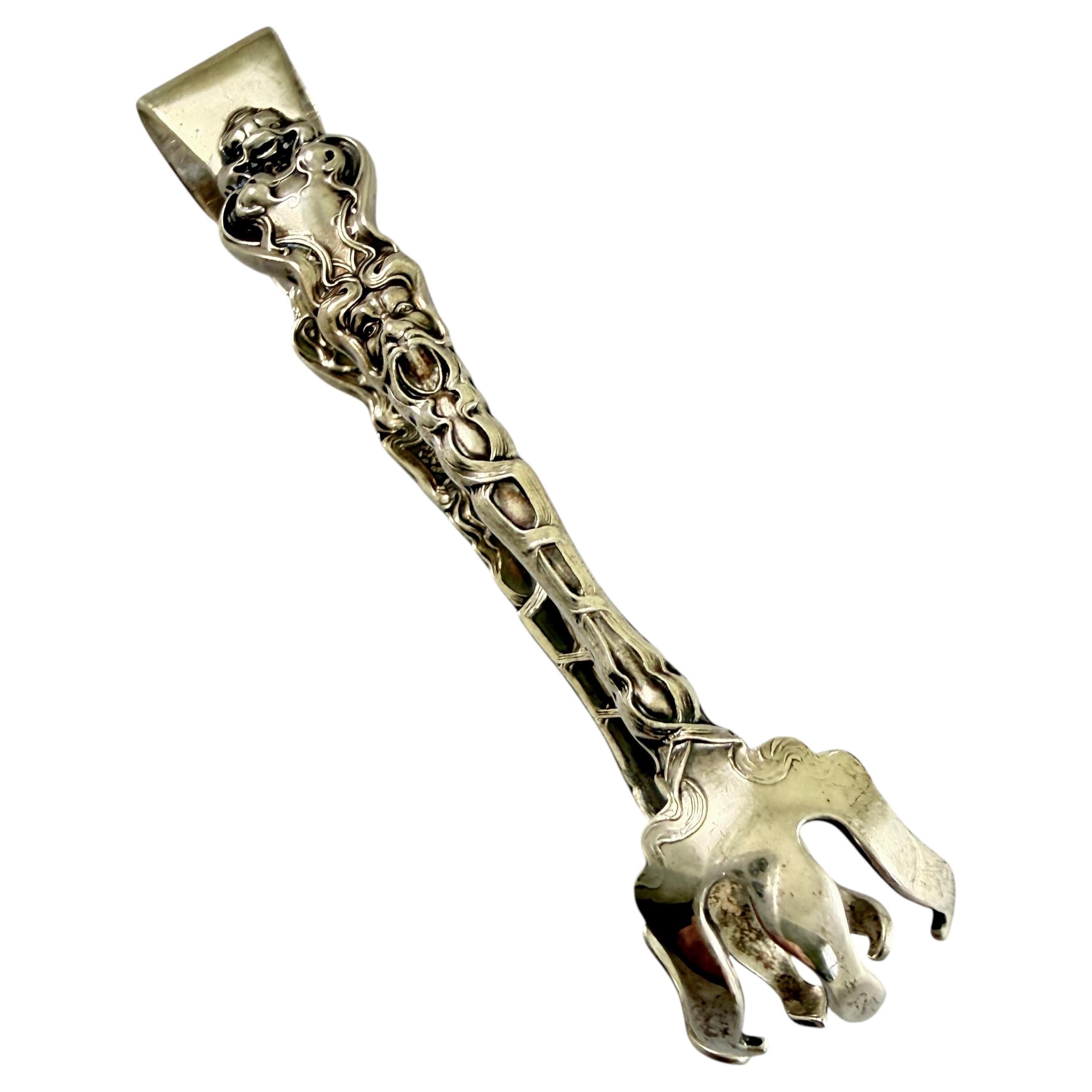 Unger Brothers 'Douvaine' Art Nouveau Pince à Sucre en Argent Sterling