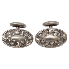 Unger Brothers in argento sterling Art Deco Ovale  Gemelli Scroll #20824