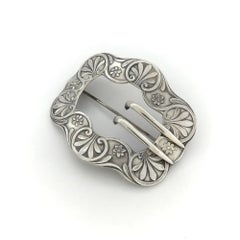 Broche o alfiler de hebilla de cinturón de plata de ley de Unger Brothers