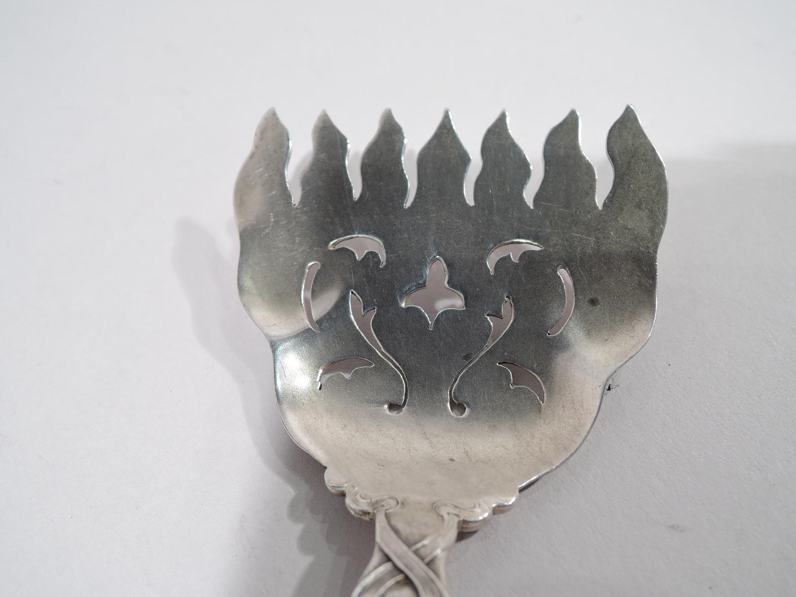 20th Century Unger Sterling Silver Sardine Fork in Art Nouveau Douvaine Pattern