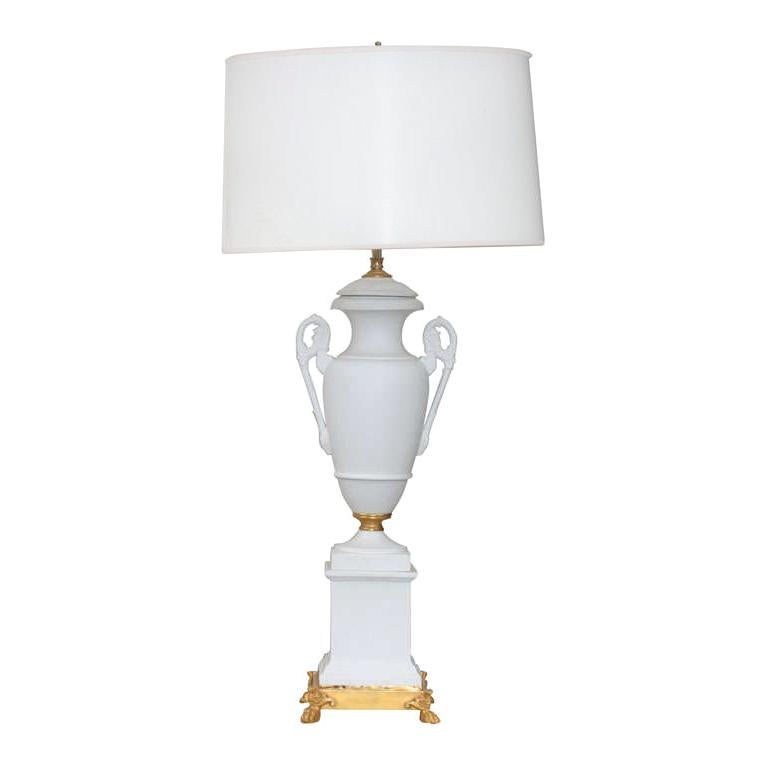 Unglazed Paris Porcelain and Gilded Bronze Lamp