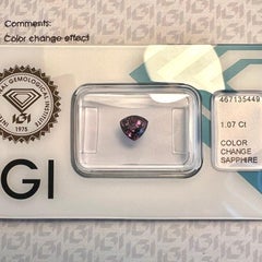 Ungeheizt 1,07ct Farbwechsel lila rosa Saphir IGI zertifiziert Billion Schliff