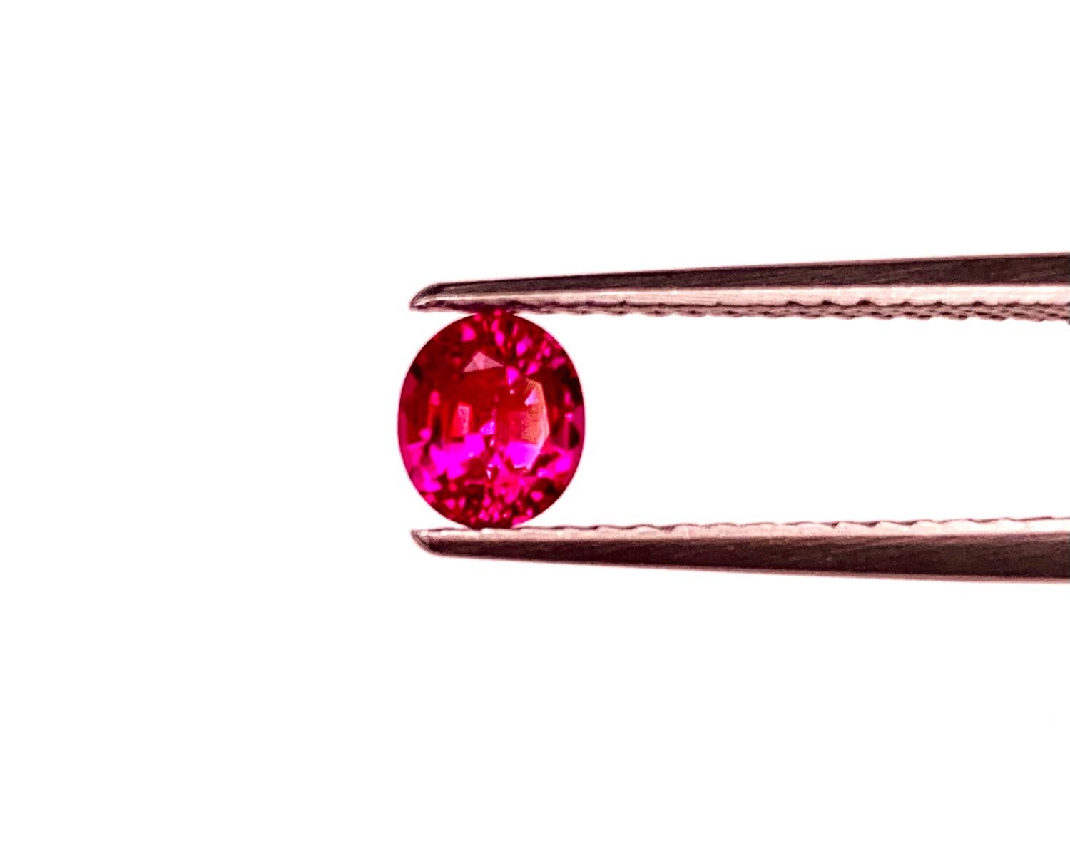 Unheated 1.08 Carat Burmese Ruby Oval GIA Unset 3-Stone Engagement Ring Gemstone 5
