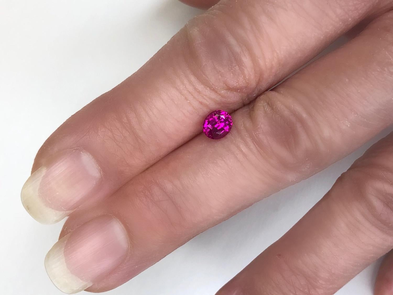Unheated 1.08 Carat Burmese Ruby Oval GIA Unset 3-Stone Engagement Ring Gemstone 6