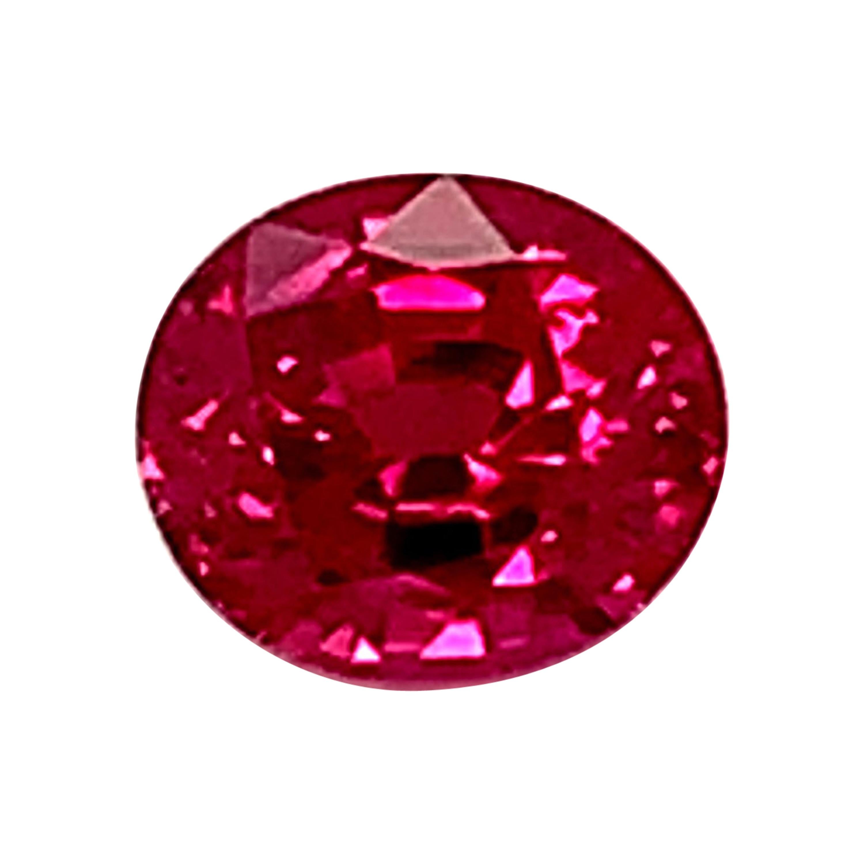 Unheated 1.08 Carat Burmese Ruby Oval GIA Unset 3-Stone Engagement Ring Gemstone