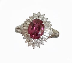Unheated 1.11ct Thai Ruby & Diamond Platinum Ring No Heat AIGS
