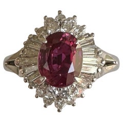 Unheated 1.11ct Thai Ruby & Diamond Platinum Ring No Heat AIGS