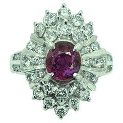 Unheated 1.12ct Burma Ruby Platinum Diamond Ring GIA No Heat - Exquisite!