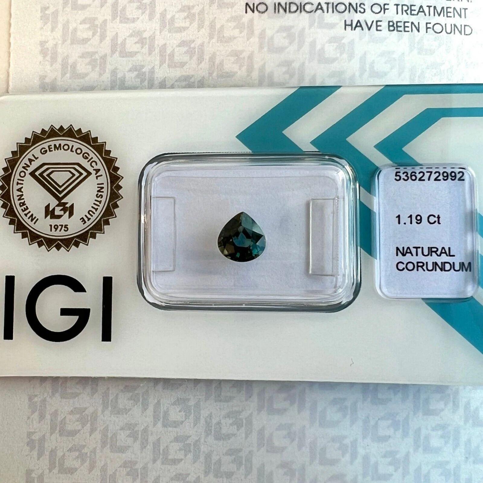 Saphir non chauffé 1,19 carat, couleur changeante, vert bleu violet, taille poire certifiée IGI en vente 6