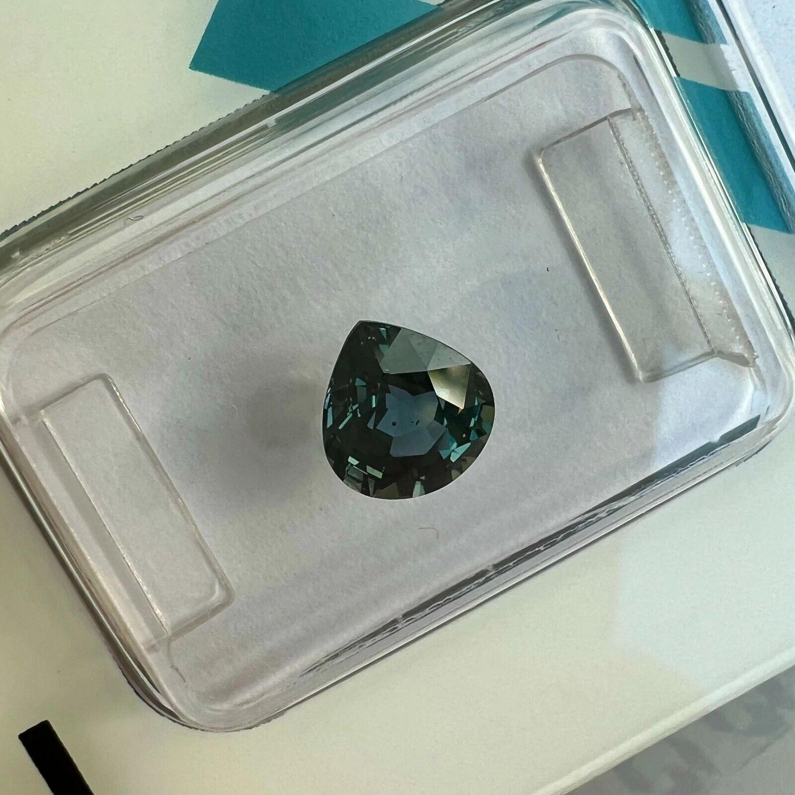 Unheated 1.19ct Colour Change Sapphire Green Blue Purple IGI Certified Pear Cut In New Condition For Sale In Birmingham, GB