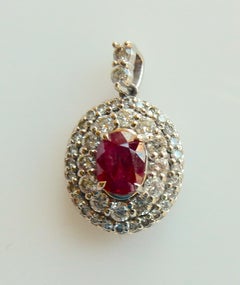Unheated 1.21ct Burma Ruby & Diamond Pendant No Heat GIA Certificate