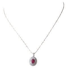 Unheated 1.21ct Burma Ruby & Diamond Pendant No Heat GIA Certificate