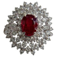 Unheated 1.23ct Burma Ruby & Diamond Ring GIA - Gorgeous!