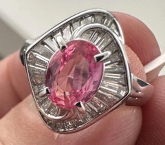 Unheated 1.29ct Padparadscha Sapphire & Diamond Ring AIGS