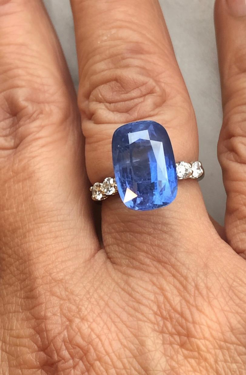 Unerhitzter 13,12 Karat Ceylon Blauer Saphir, loser Edelstein, zertifiziert Cushion im Angebot 1