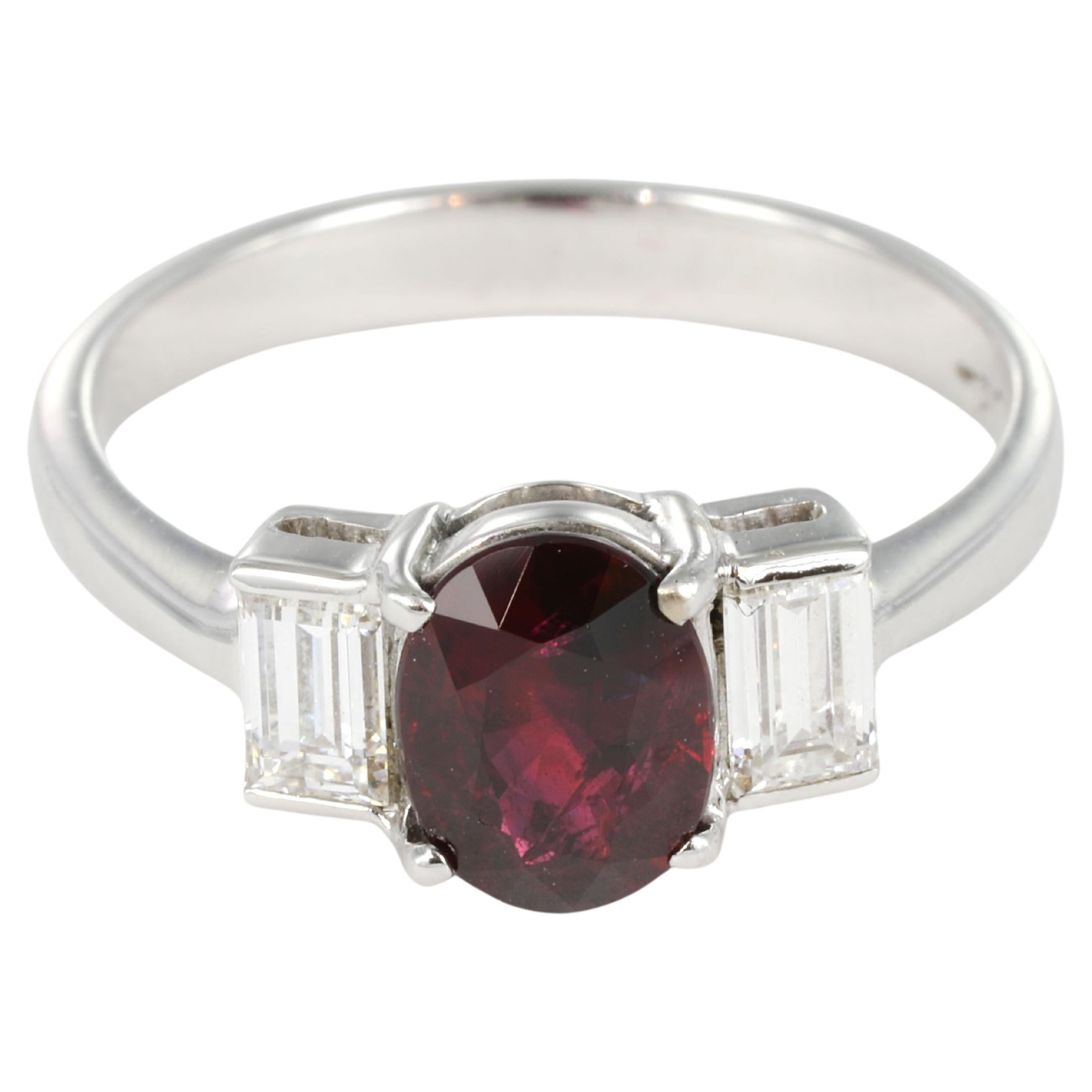 Unheated 1.54 Carat “Pigeon’s Blood” Ruby & Diamond 18K Gold Ring, GIA Certified For Sale