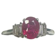 Unheated 1.73ct Burma Ruby & Diamond Ring No Heat GRS Certificate - Stunning