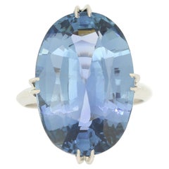 Unheated 18.51 Carat Oval Cut Sapphire Ring