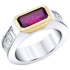 GIA Certified Unheated 2 Carat Ruby and Diamond Eternity Band in Platinum
