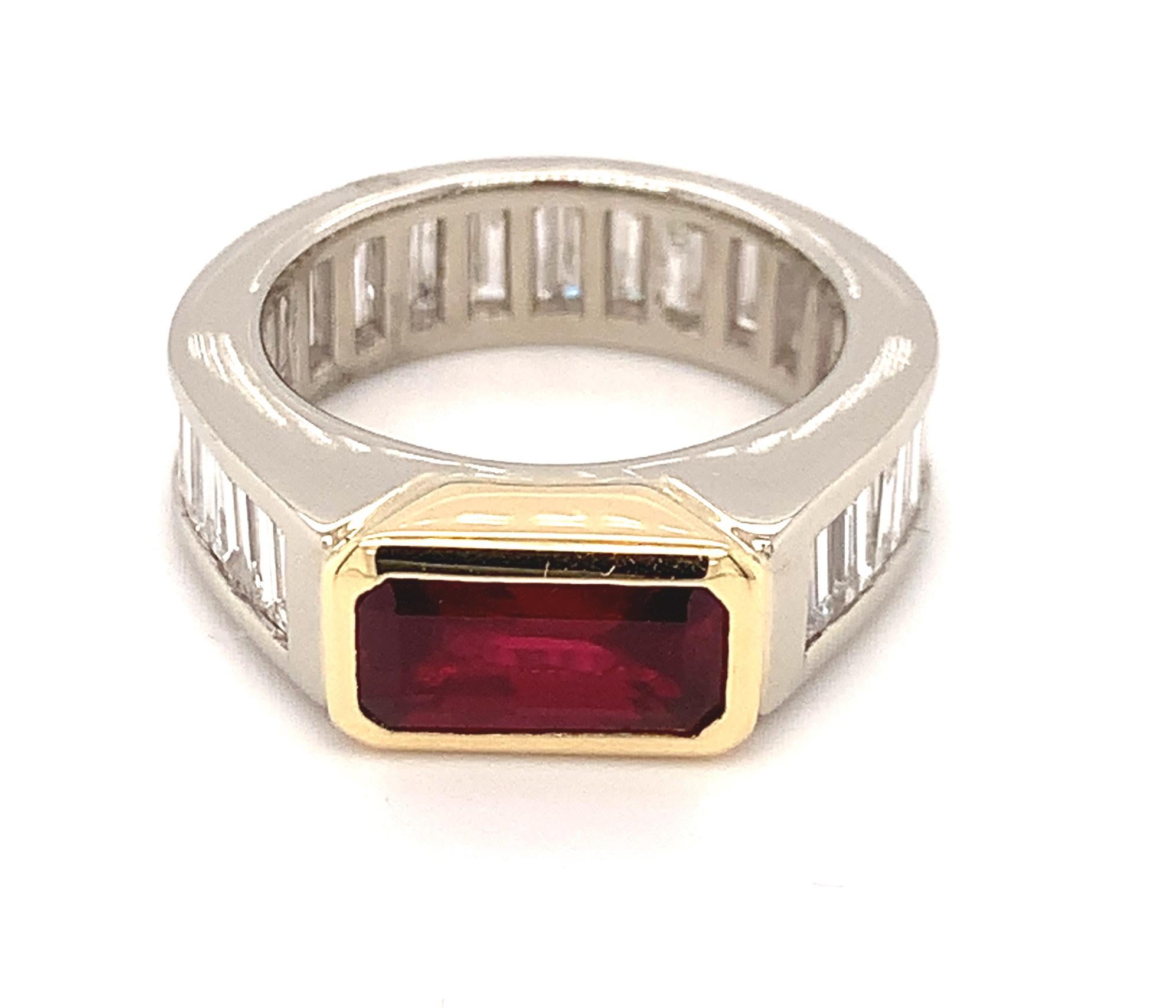Artisan GIA Certified Unheated 2 Carat Ruby and Diamond Eternity Band in Platinum  For Sale