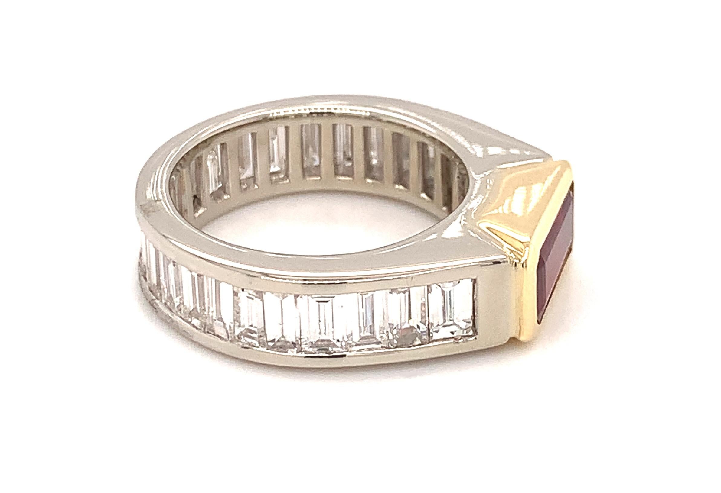 GIA Certified Unheated 2 Carat Ruby and Diamond Eternity Band in Platinum  In New Condition For Sale In Los Angeles, CA