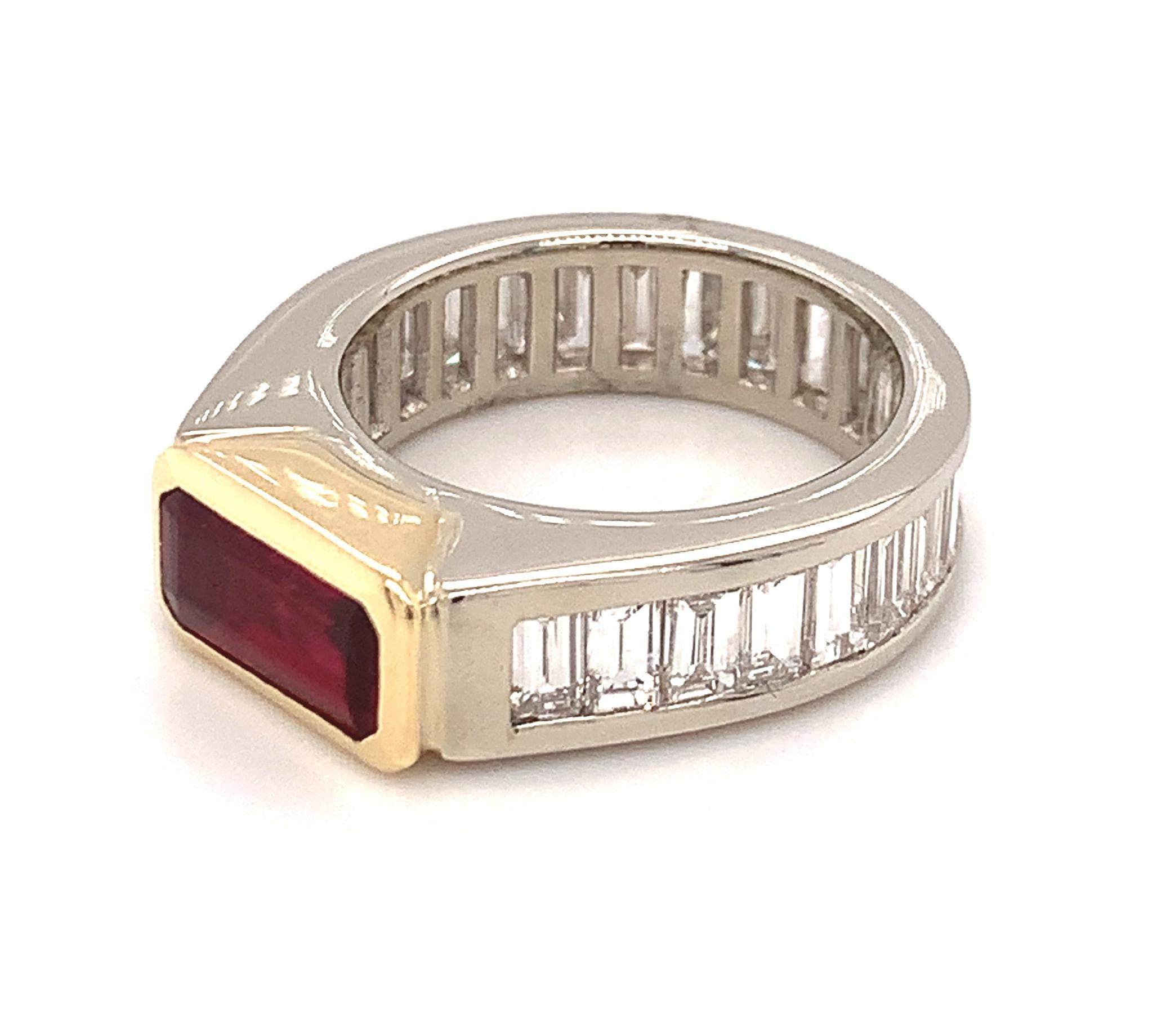 GIA Certified Unheated 2 Carat Ruby and Diamond Eternity Band in Platinum  For Sale 2